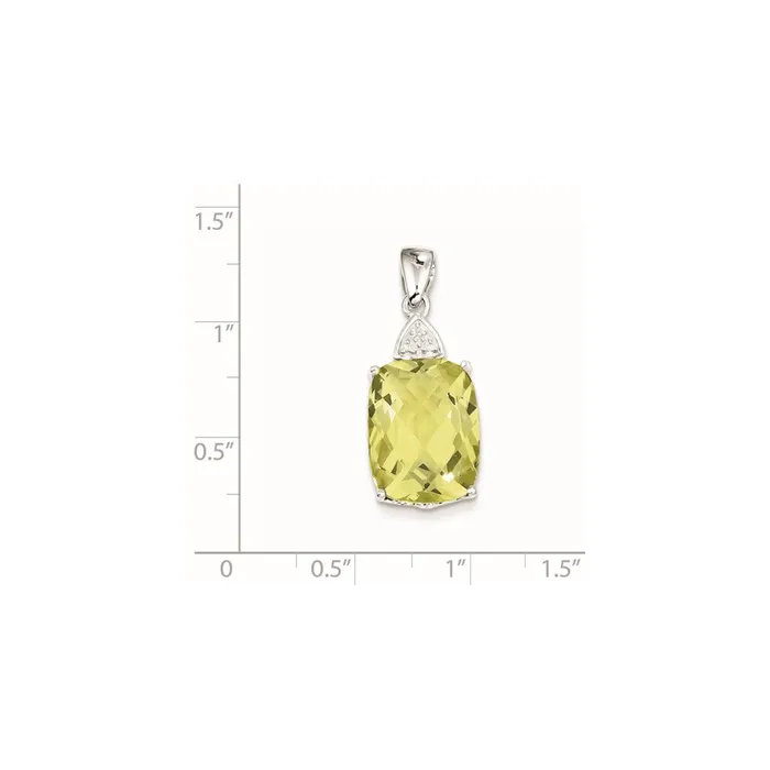 Goldia Necklaces Sterling Silver Lemon Quartz and Diamond Pendant