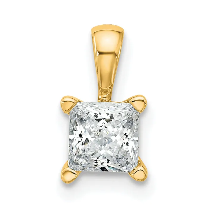 Necklaces Goldia 14k Yellow Gold 34 Ct Certified Lab Grown Diamond VSSI G Princess Four Prong Pendant Necklaces Goldia 14k Yellow Gold 34 Ct Certified Lab Grown Diamond VSSI G Princess Four Prong Pendant