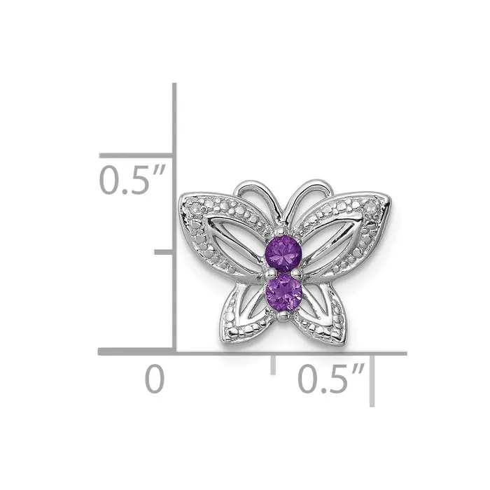 Necklaces Goldia Sterling Silver Rhodiumplated Amethyst u0026 Diamond Pendant