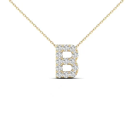 Necklaces JMS always Original Maulijewels 013 Carat Natural White Diamond Initital B Pendant Necklace In 14K Solid Yellow Gold With 18 Cable Chain Necklaces JMS always Original Maulijewels 013 Carat Natural White Diamond Initital B Pendant Necklace In 14K Solid Yellow Gold With 18 Cable Chain