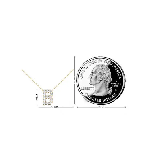 Necklaces JMS always Original Maulijewels 013 Carat Natural White Diamond Initital B Pendant Necklace In 14K Solid Yellow Gold With 18 Cable Chain Necklaces JMS always Original Maulijewels 013 Carat Natural White Diamond Initital B Pendant Necklace In 14K Solid Yellow Gold With 18 Cable Chain