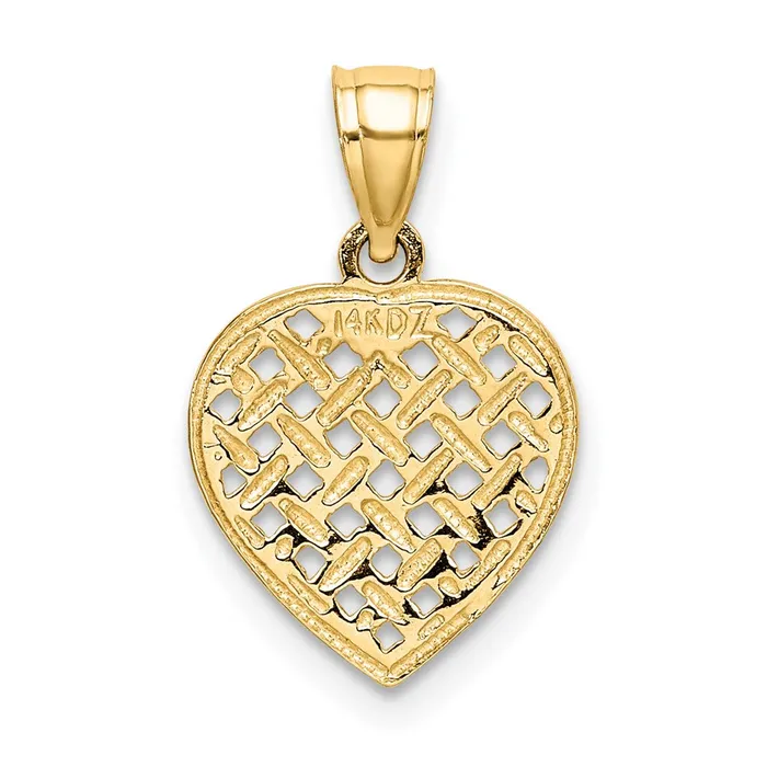 10K CutOut Textured Woven Heart Charm TreasureFineJewelers Charm Necklaces