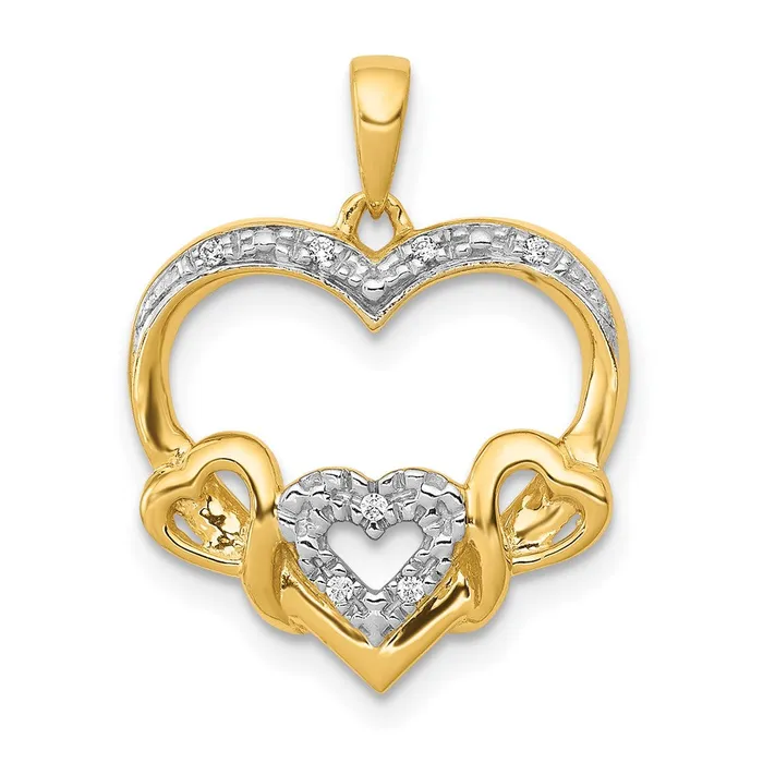 14k 03ct Diamond Heart w Three Smaller Hearts Pendant TreasureFineJewelers Necklaces 14k 03ct Diamond Heart w Three Smaller Hearts Pendant TreasureFineJewelers Necklaces