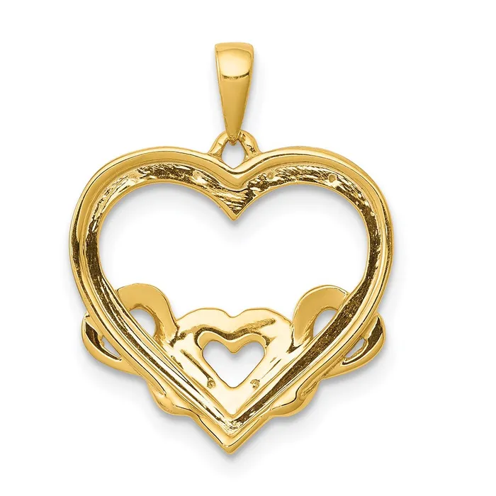 14k 03ct Diamond Heart w Three Smaller Hearts Pendant TreasureFineJewelers Necklaces
