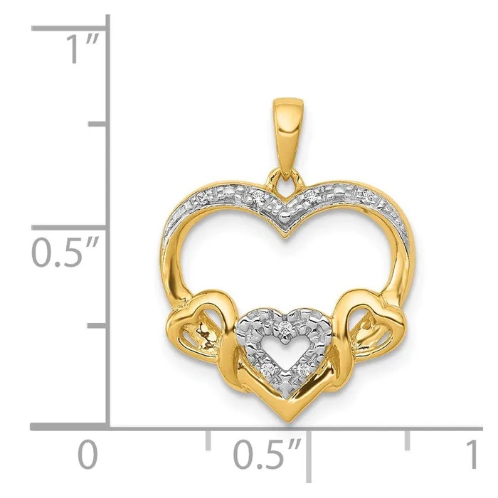 14k 03ct Diamond Heart w Three Smaller Hearts Pendant TreasureFineJewelers Necklaces