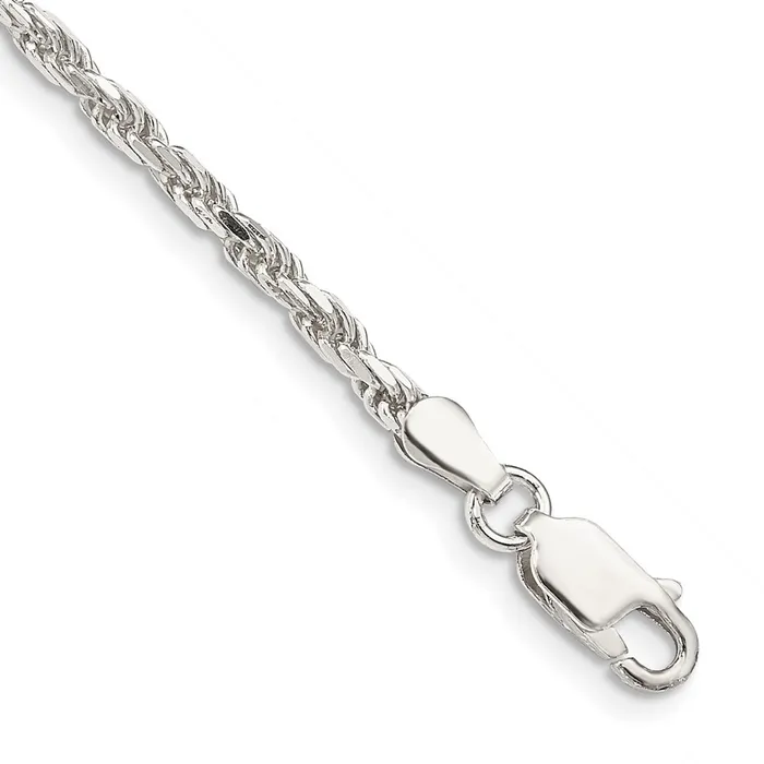 TreasureFineJewelers Rings Sterling Silver 25mm Diamondcut Rope Chain Anklet TreasureFineJewelers Rings Sterling Silver 25mm Diamondcut Rope Chain Anklet