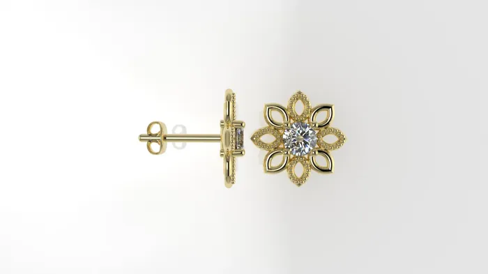 14k Earrings with 2 DIAMONDS 4mm VS1 each it is for daily use Flower with 8 Petals STT 4 prong FILIGREE JCM DESIGN JEWELRY Earrings 14k Earrings with 2 DIAMONDS 4mm VS1 each it is for daily use Flower with 8 Petals STT 4 prong FILIGREE JCM DESIGN JEWELRY Earrings