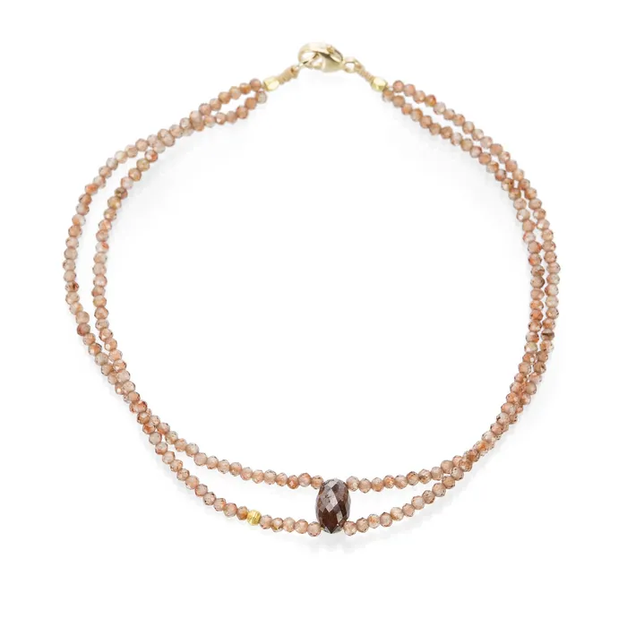 Bracelets Margaret Solow Double Red Zircon and Diamond Bead Bracelet