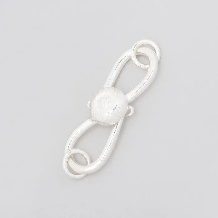 28x9mm Sterling Silver S Hook with Floral Button 1 piece Beadsofcambaycom Rings 28x9mm Sterling Silver S Hook with Floral Button 1 piece Beadsofcambaycom Rings