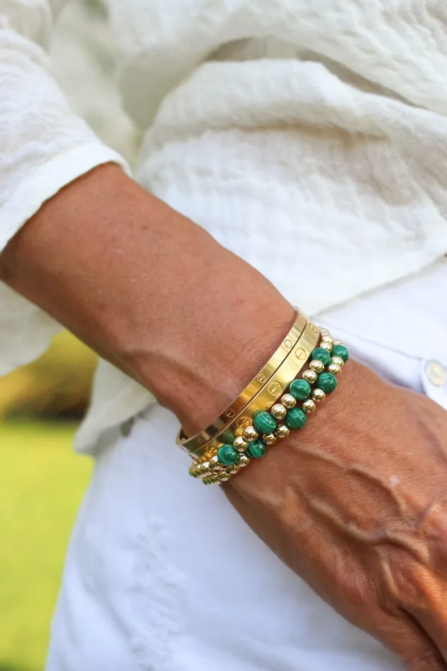 Bracelets Kamo by Kary Brittingham 14k GoldFilled Bracelet with Malachite