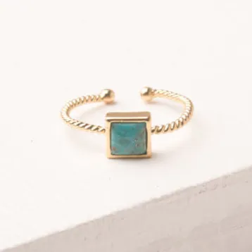 Rings Starfish Project Gold and turquoise adjustable square ring Give freedom to exploited girls women Rings Starfish Project Gold and turquoise adjustable square ring Give freedom to exploited girls women