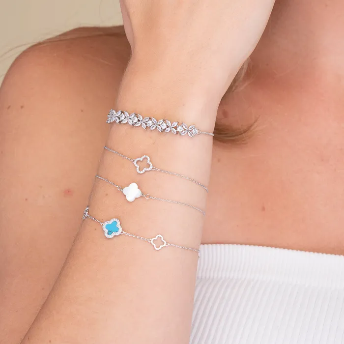 Bracelets Open Clover Sapphire Bracelet Camile Stone