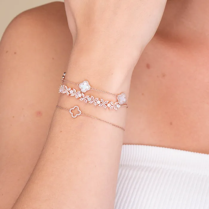 Bracelets Open Clover Sapphire Bracelet Camile Stone
