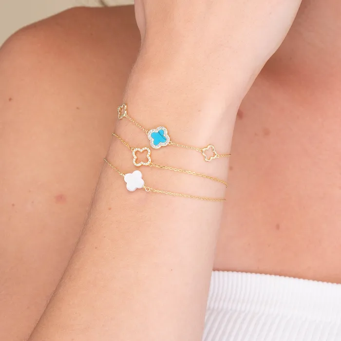 Bracelets Open Clover Sapphire Bracelet Camile Stone