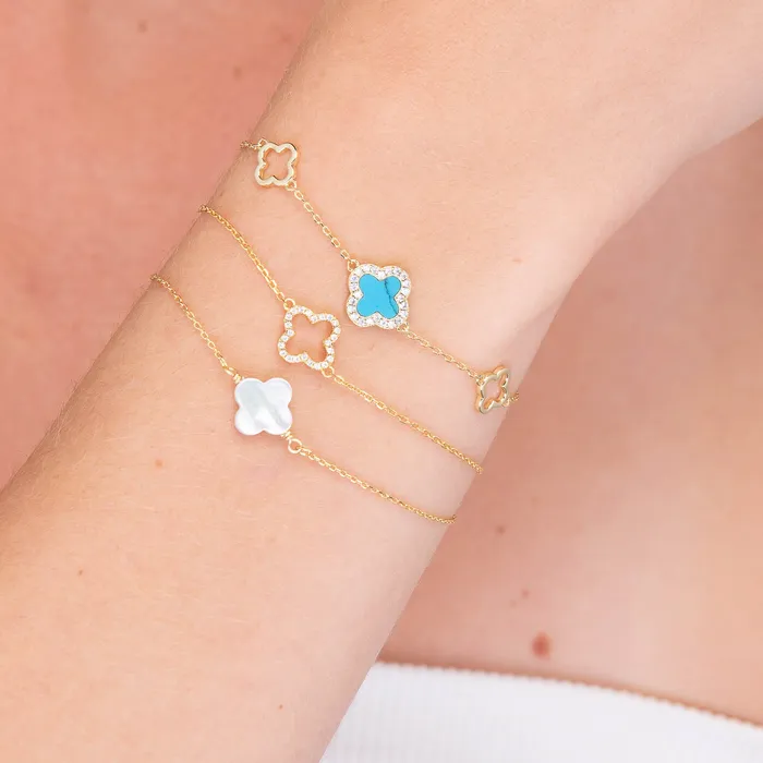 Bracelets Open Clover Sapphire Bracelet Camile Stone