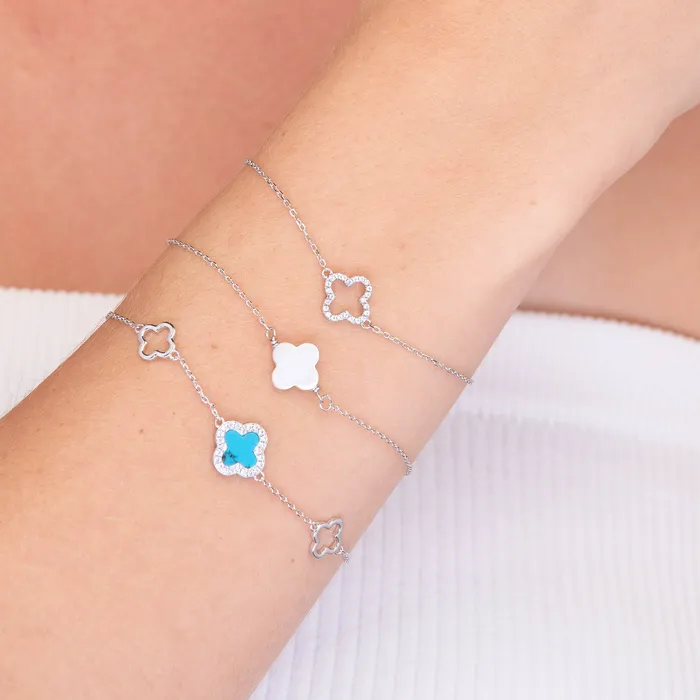 Bracelets Open Clover Sapphire Bracelet Camile Stone