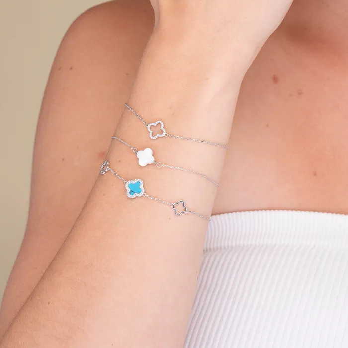 Bracelets Open Clover Sapphire Bracelet Camile Stone
