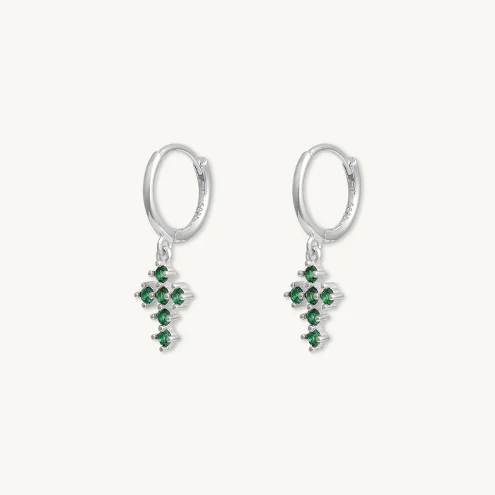 Camile Stone Earrings Emerald Cross Zirconia Huggie Earrings Camile Stone Earrings Emerald Cross Zirconia Huggie Earrings
