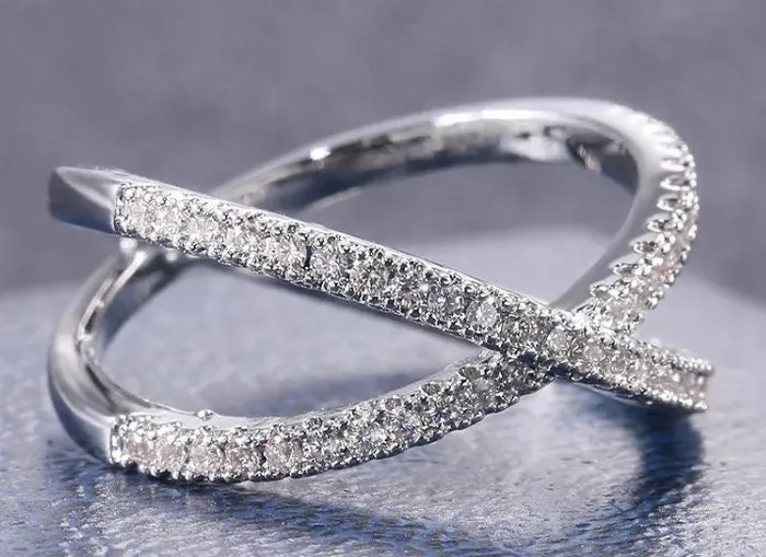 Lab Diamonds London Rings Fashion Ring Cross Ring Diamond Cross Ring X Shape Ring Wrapped Ring Twist Ring Stackable Ring Charm Ring Nightclub Ring