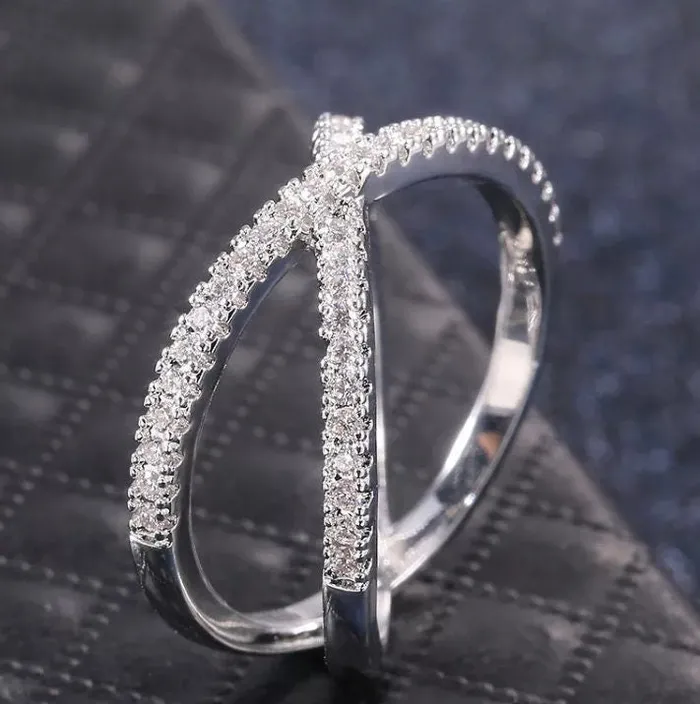 Lab Diamonds London Rings Fashion Ring Cross Ring Diamond Cross Ring X Shape Ring Wrapped Ring Twist Ring Stackable Ring Charm Ring Nightclub Ring