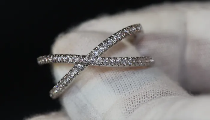 Lab Diamonds London Rings Fashion Ring Cross Ring Diamond Cross Ring X Shape Ring Wrapped Ring Twist Ring Stackable Ring Charm Ring Nightclub Ring