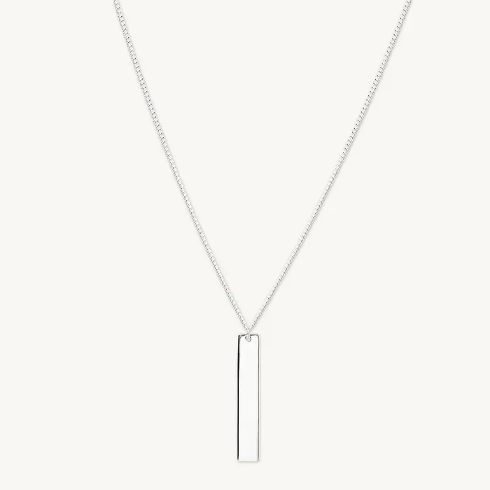 Necklaces Camile Stone Engraved Personalised Vertical Bar Necklace