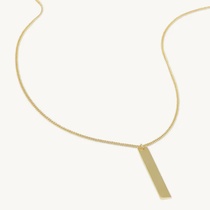 Necklaces Camile Stone Engraved Personalised Vertical Bar Necklace