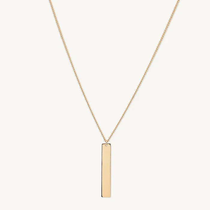 Necklaces Camile Stone Engraved Personalised Vertical Bar Necklace