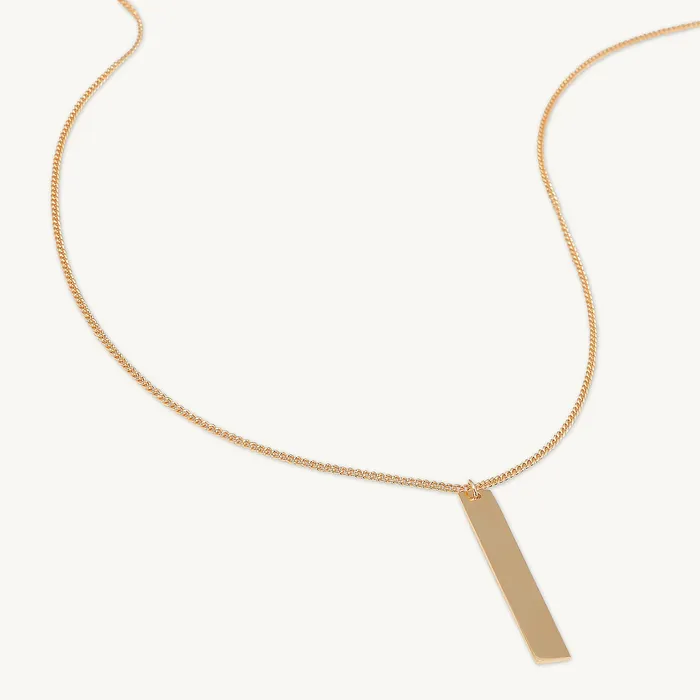 Necklaces Camile Stone Engraved Personalised Vertical Bar Necklace