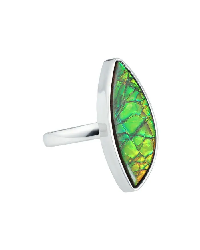 Rings 675 Ct Ammolite Ring Solid 925 Sterling Silver Gemstone Jewelry YoTreasure