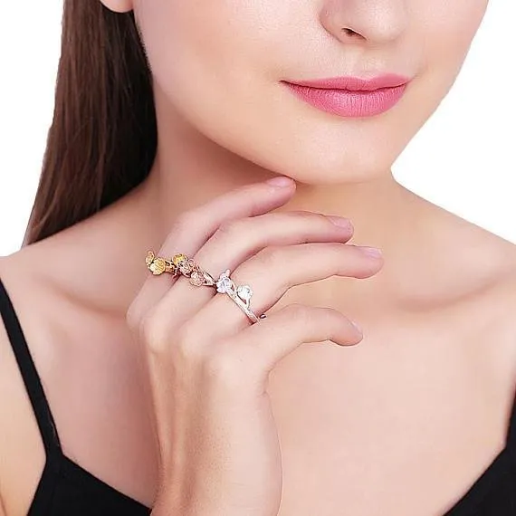Rings GemMartUSA Flower Shape Rose Gold Plated Stackable Adjustable Ring