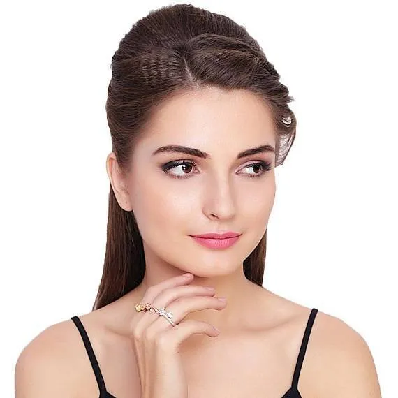 Rings GemMartUSA Flower Shape Rose Gold Plated Stackable Adjustable Ring