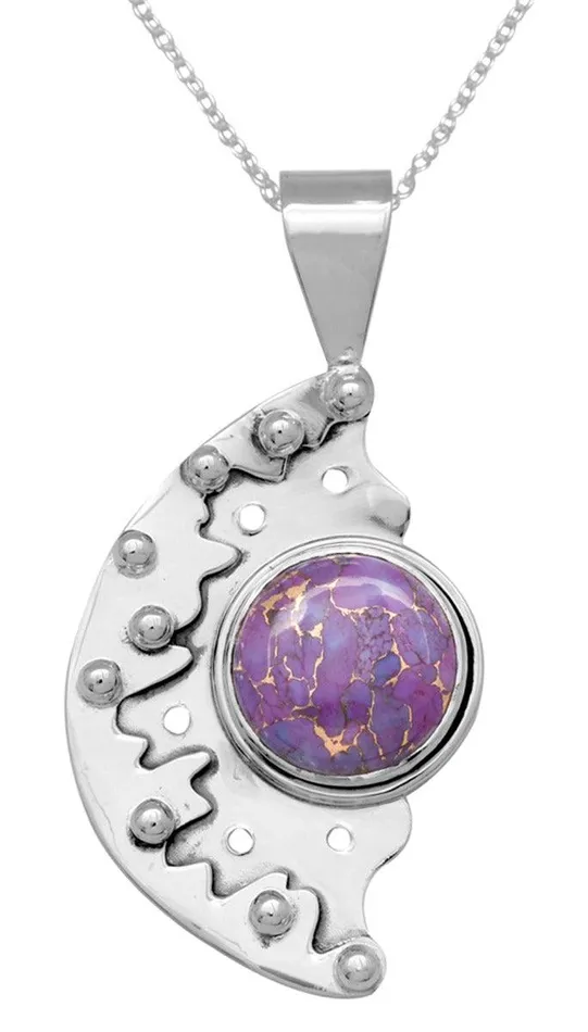 YoTreasure Necklaces Purple Copper Turquoise Necklace 925 Solid Sterling Silver Pendant Jewelry YoTreasure Necklaces Purple Copper Turquoise Necklace 925 Solid Sterling Silver Pendant Jewelry