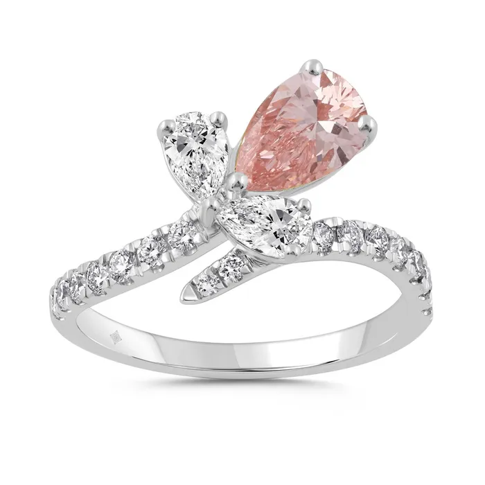 14K WHITE GOLD 1 34CT ROUNDPEARPINK PEAR DIAMOND LADIES RING CENTER STONE PEAR DIAMOND 100CT Ethos Rings 14K WHITE GOLD 1 34CT ROUNDPEARPINK PEAR DIAMOND LADIES RING CENTER STONE PEAR DIAMOND 100CT Ethos Rings