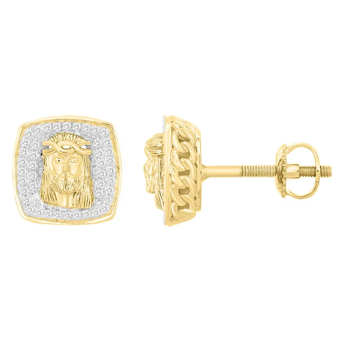 AV Earrings MENS STUD EARRINGS 025CT ROUND DIAMOND 10K YELLOW GOLD