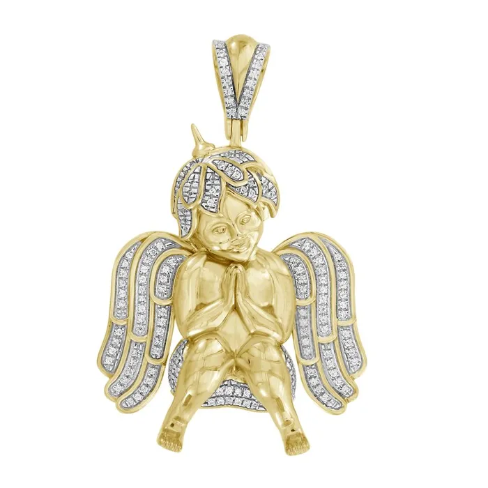 AV MENS CHARM 050CT ROUND DIAMOND 10K YELLOW GOLD Charm Necklaces