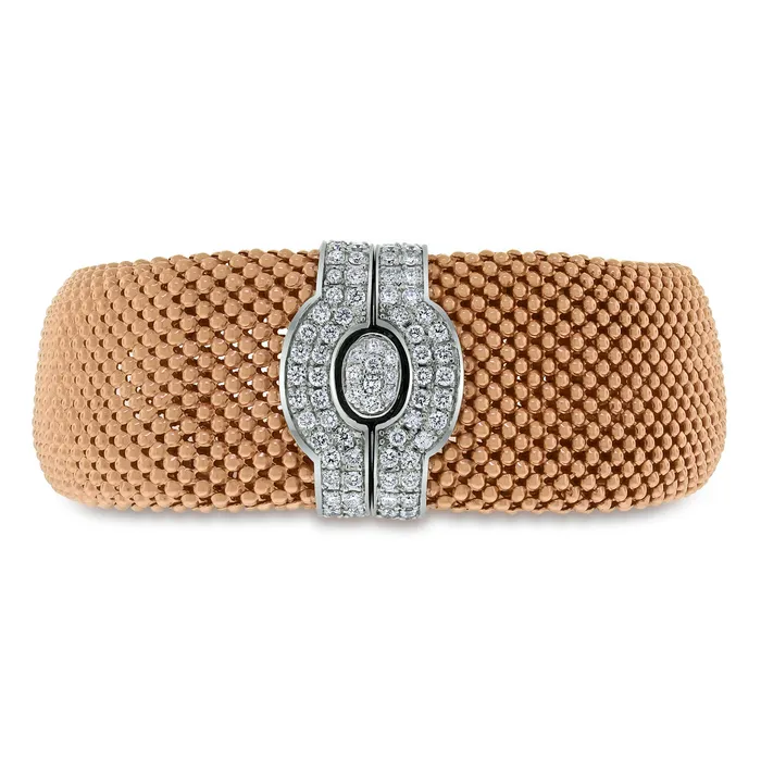 Beauvince Bracelets Rose Gold Diamond Lock Broad Bracelet 080 ct Diamonds in Gold Beauvince Bracelets Rose Gold Diamond Lock Broad Bracelet 080 ct Diamonds in Gold