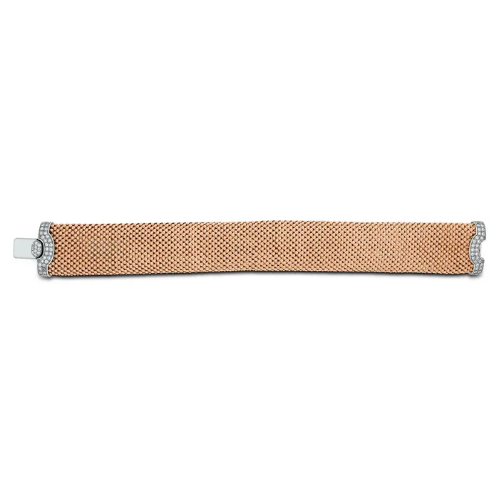 Beauvince Bracelets Rose Gold Diamond Lock Broad Bracelet 080 ct Diamonds in Gold
