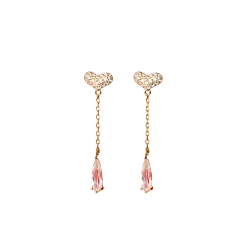 Earrings Hear water drop tassel stud earrings pau jewelry