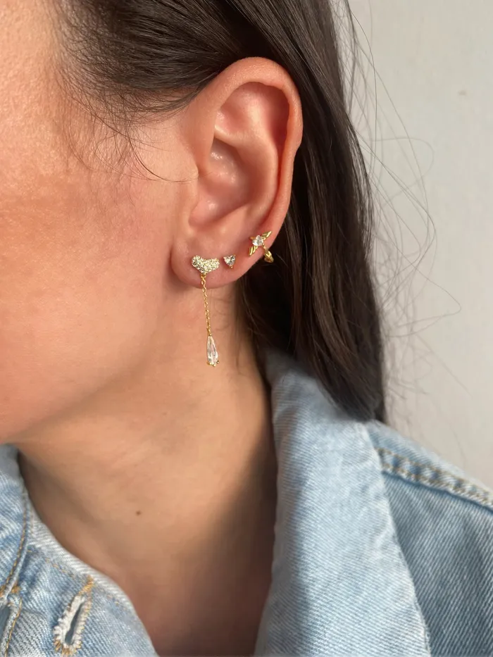 Earrings Hear water drop tassel stud earrings pau jewelry