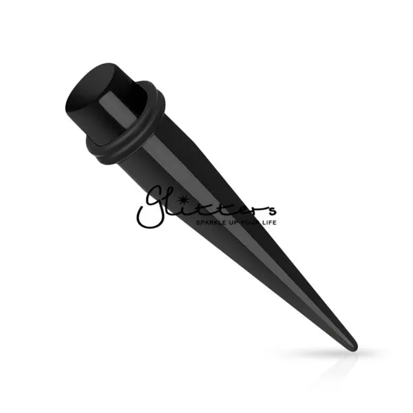 Glitters Black Acrylic Ear Taper Stretcher Plugs Earrings
