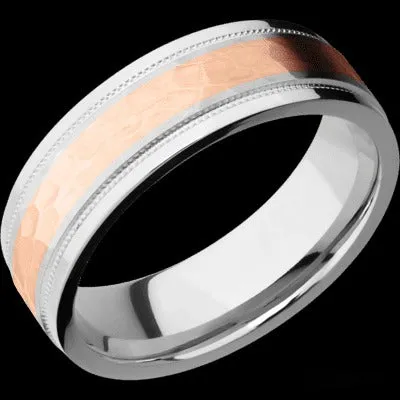 Lashbrook 7mm Cobalt Chrome and 14K Rose Gold Wedding Band LASHBROOK Rings Lashbrook 7mm Cobalt Chrome and 14K Rose Gold Wedding Band LASHBROOK Rings