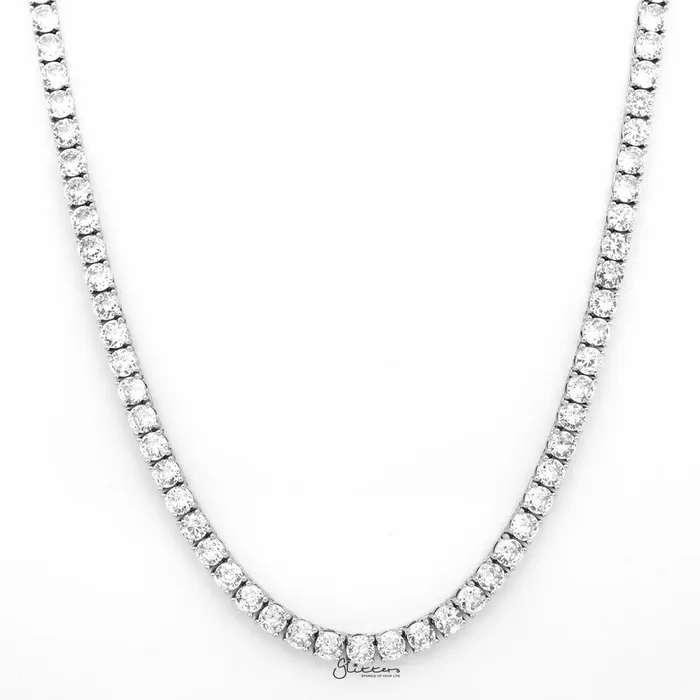 Necklaces 5mm Round Cut CZ Tennis Necklace Glitters