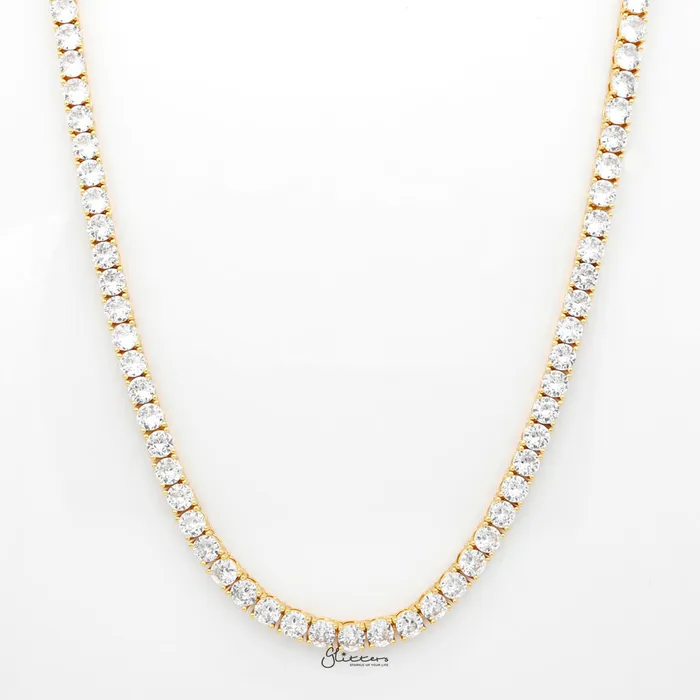 Necklaces 5mm Round Cut CZ Tennis Necklace Glitters