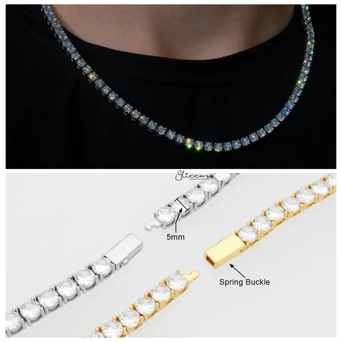 Necklaces 5mm Round Cut CZ Tennis Necklace Glitters