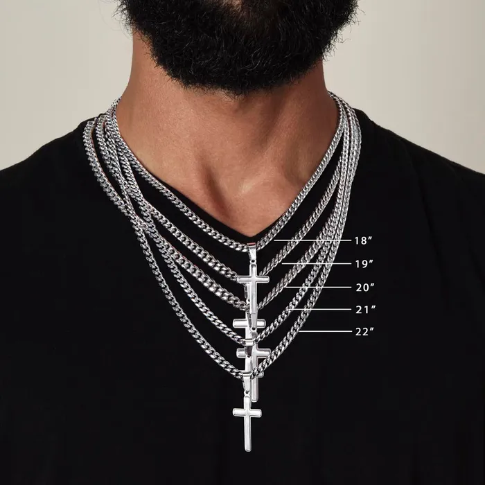 Necklaces Great Gift For Bonus Dad From Daughter Mens Chain with Engravable Cross Necklace Christian Jewelry For Dad For Fathers Day Christmas or His Birthday ShineOn Fulfillment