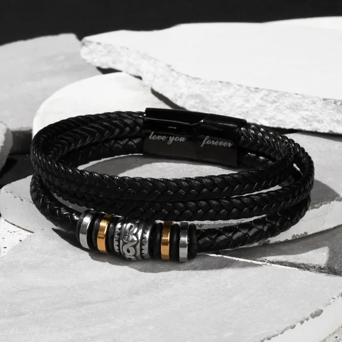ShineOn Fulfillment Bracelets Bonus Son Gift From Bonus Mom You Can Achieve Anything Mens Braided Leather Bracelet Great As A Christmas Gift or A Birthday Present For Him