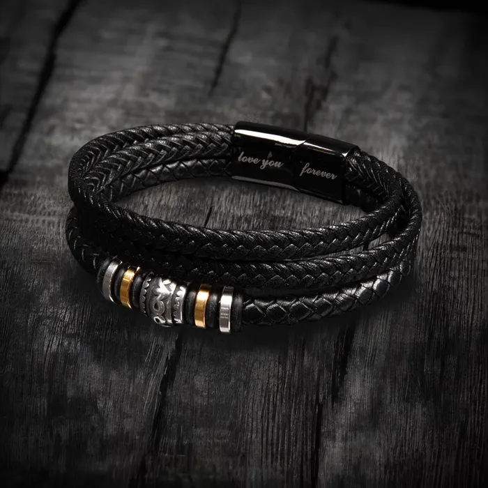 ShineOn Fulfillment Bracelets Bonus Son Gift From Bonus Mom You Can Achieve Anything Mens Braided Leather Bracelet Great As A Christmas Gift or A Birthday Present For Him