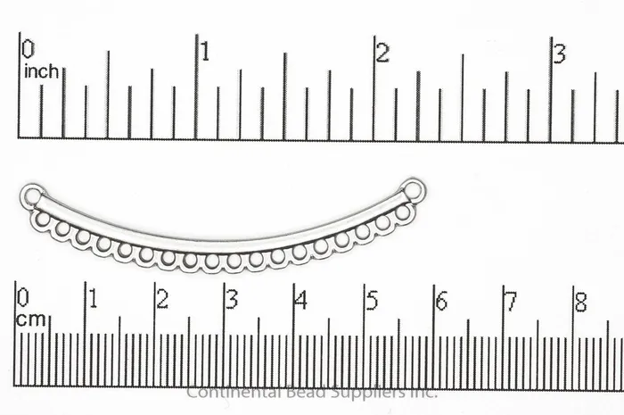 20 Hole Collar Pendant 575mm Curved Bar with 2 Loops Made of Pewter K90 Available in Satin Hamilton Gold Satin Rhodium Silver Continental Beads Necklaces