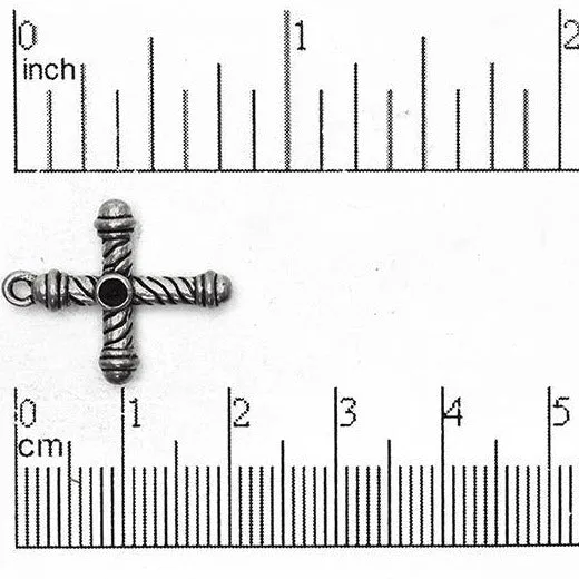 21mm x 17mm Rope Bound Cross Charm Made of Pewter Sold Individually CBS1719 Continental Beads Charm Necklaces